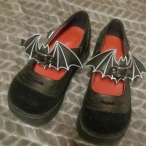 Demonia Platform Mary-Janes w/ detachable Bat